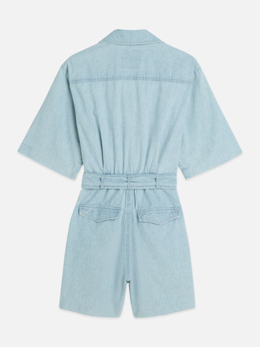 White Smoke אוברול ג׳ינס קצר לנשים Lightweight Denim Playsuit SCOTCH & SODA