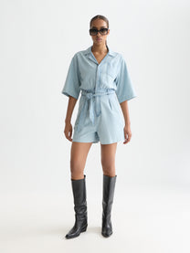White Smoke אוברול ג׳ינס קצר לנשים Lightweight Denim Playsuit SCOTCH & SODA