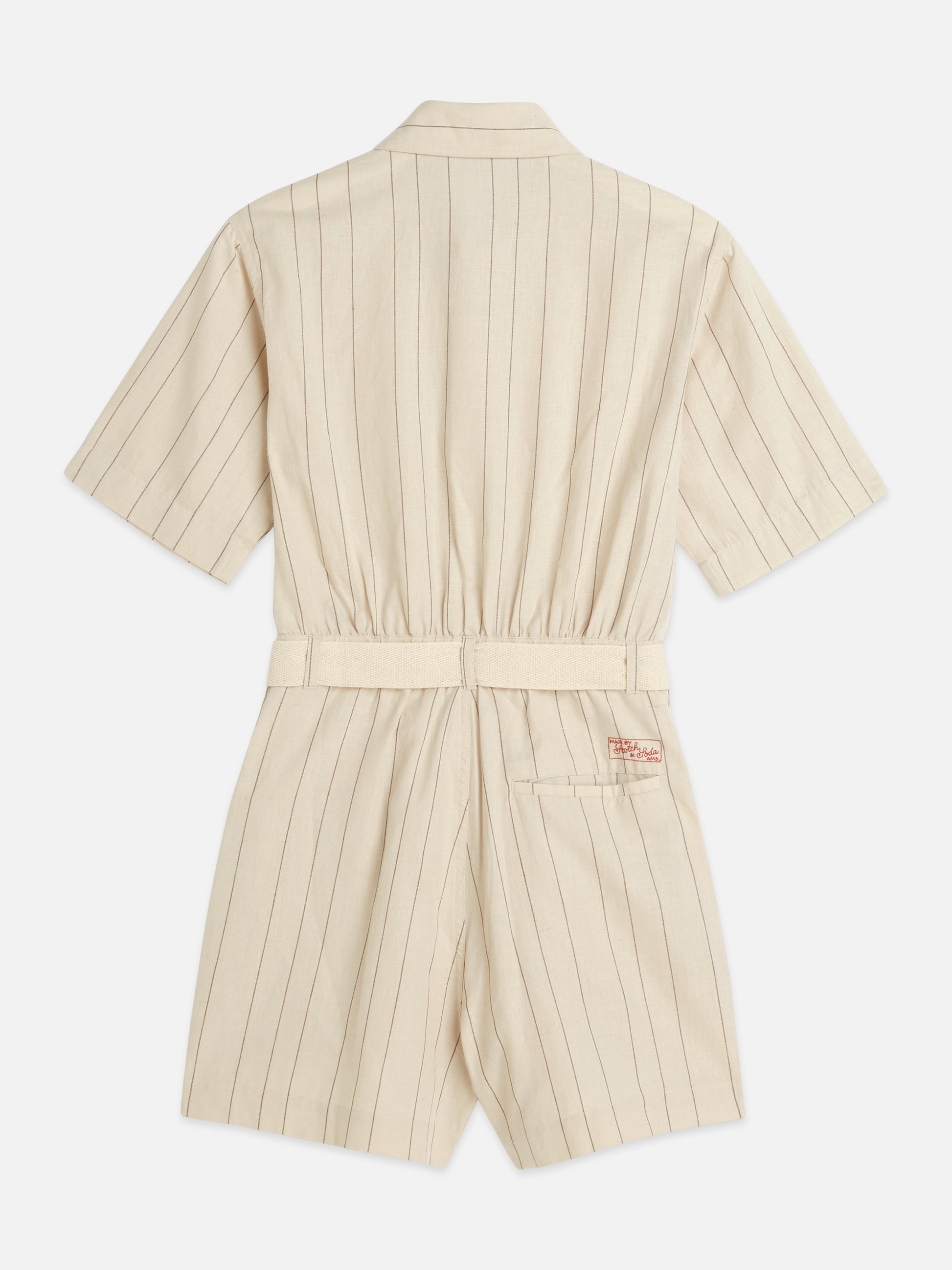 Light Gray אוברול קצר פסים לנשים Linen Blend Playsuit SCOTCH & SODA