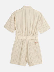 Light Gray אוברול קצר פסים לנשים Linen Blend Playsuit SCOTCH & SODA