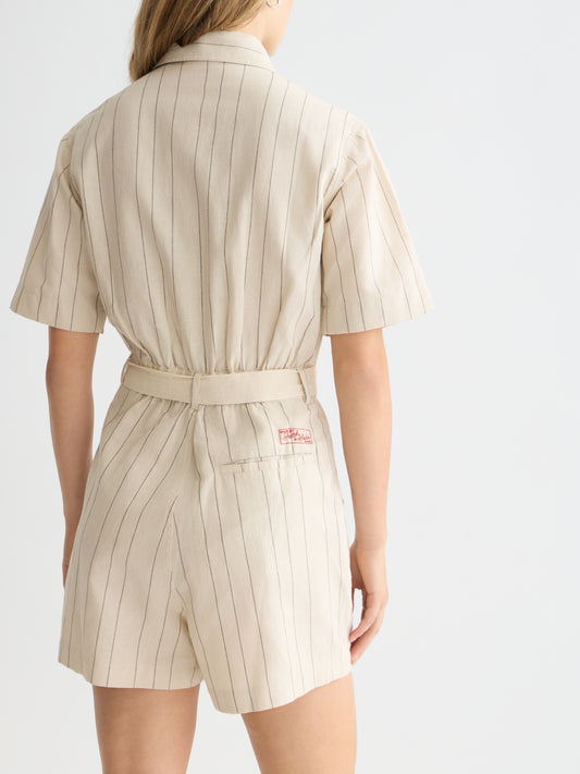 Lavender אוברול קצר פסים לנשים Linen Blend Playsuit SCOTCH & SODA