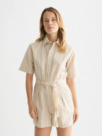 Lavender אוברול קצר פסים לנשים Linen Blend Playsuit SCOTCH & SODA