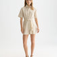 Seashell אוברול קצר פסים לנשים Linen Blend Playsuit SCOTCH & SODA
