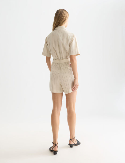 Seashell אוברול קצר פסים לנשים Linen Blend Playsuit SCOTCH & SODA