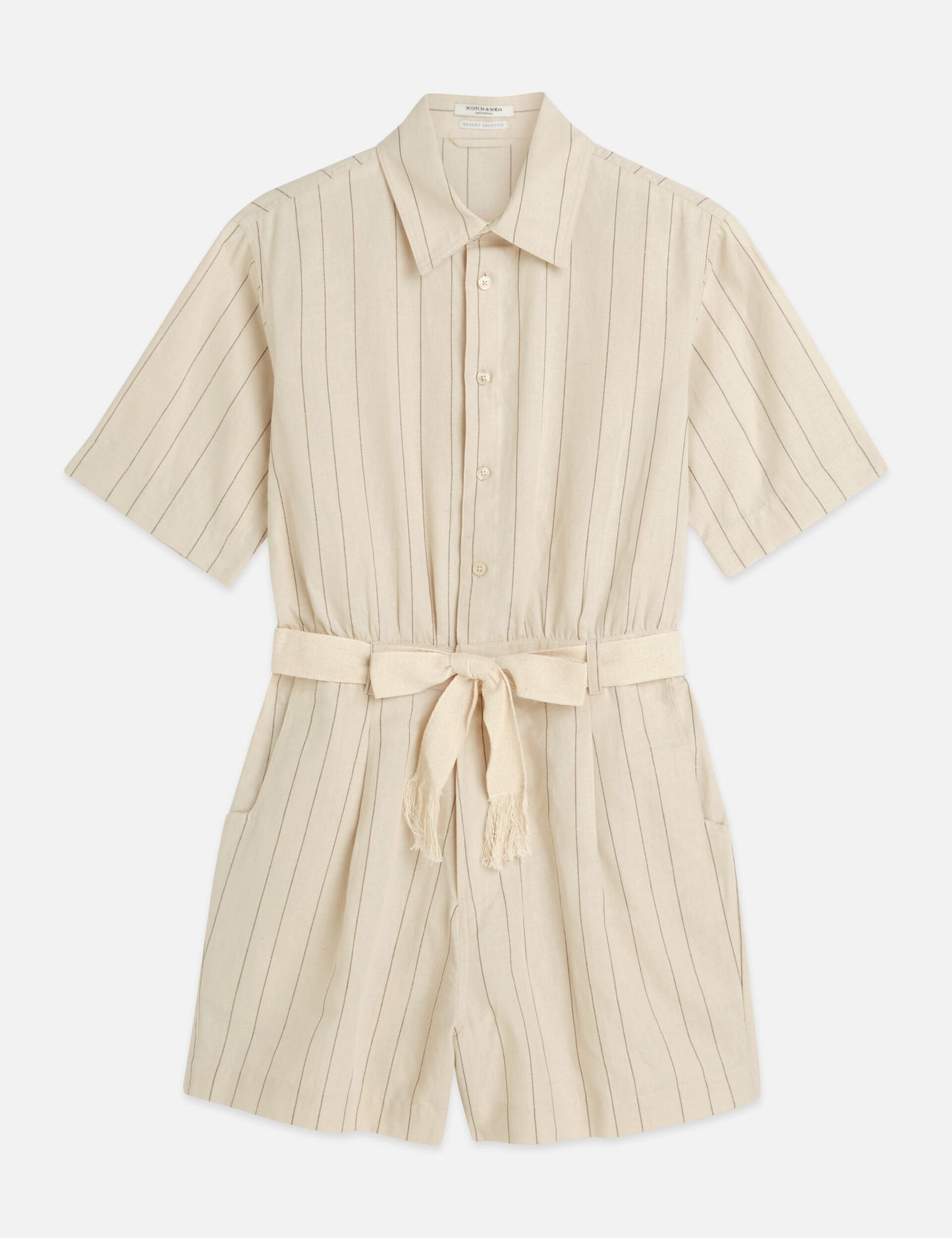 White Smoke אוברול קצר פסים לנשים Linen Blend Playsuit SCOTCH & SODA