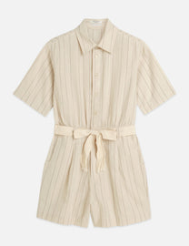White Smoke אוברול קצר פסים לנשים Linen Blend Playsuit SCOTCH & SODA