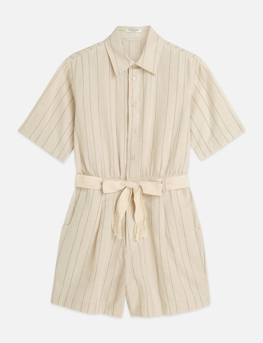 White Smoke אוברול קצר פסים לנשים Linen Blend Playsuit SCOTCH & SODA