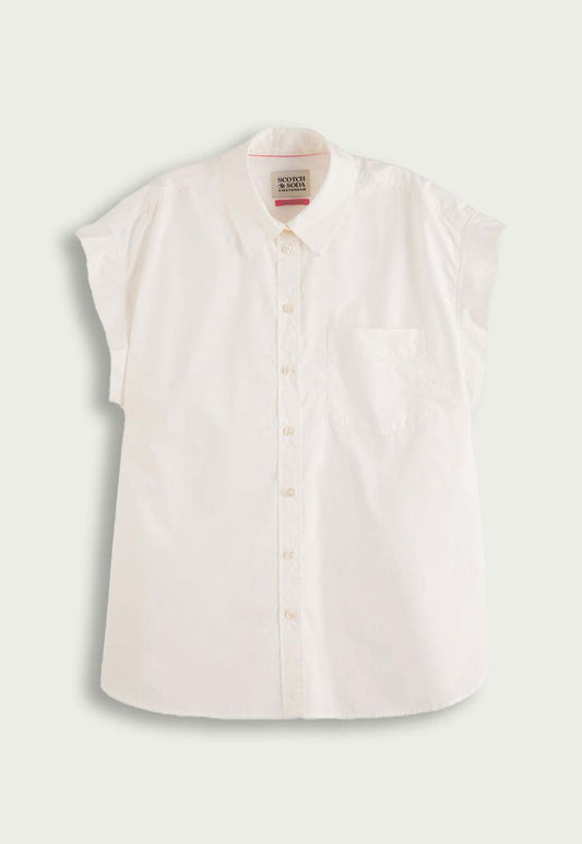 Antique White חולצה מכופתרת קצרה לנשים SCOTCH & SODA