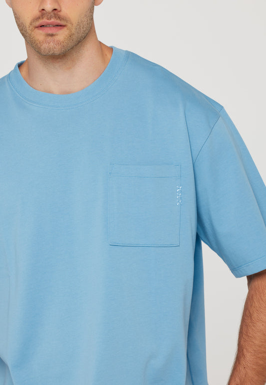 Sky Blue טי שירט קצרה עם כיס לגברים SCOTCH & SODA