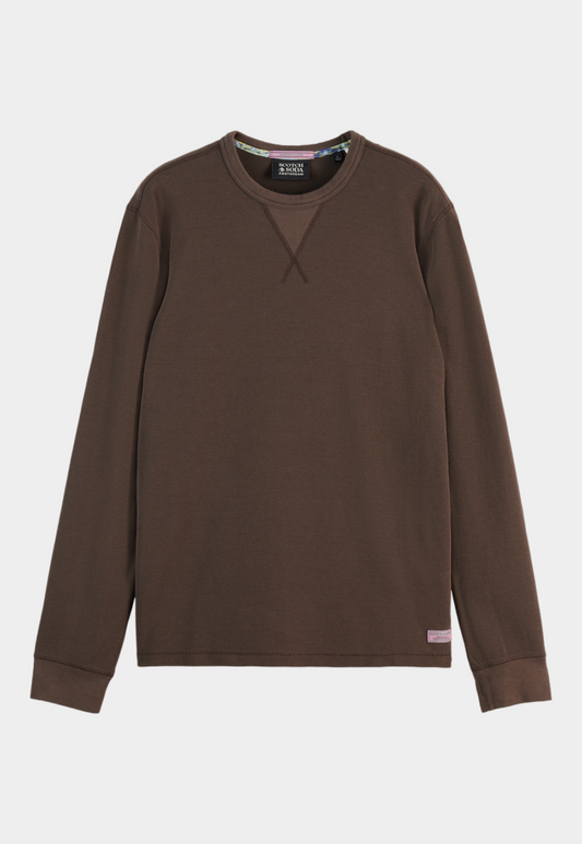 Dark Slate Gray טי שירט וופל ארוכה לגברים SCOTCH & SODA