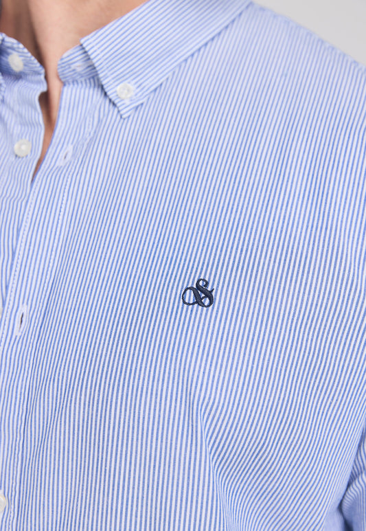 Light Gray חולצה מכופתרת ארוכה לגברים SCOTCH & SODA