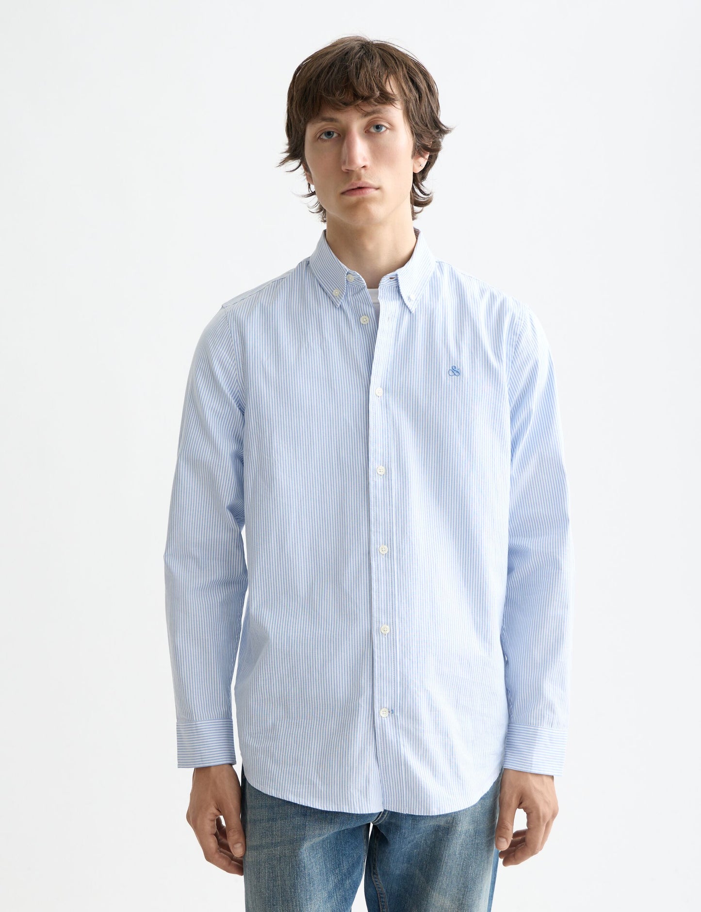 White Smoke CORE - OXFORD STRIPE חולצה מכופתרת ארוכה SCOTCH & SODA