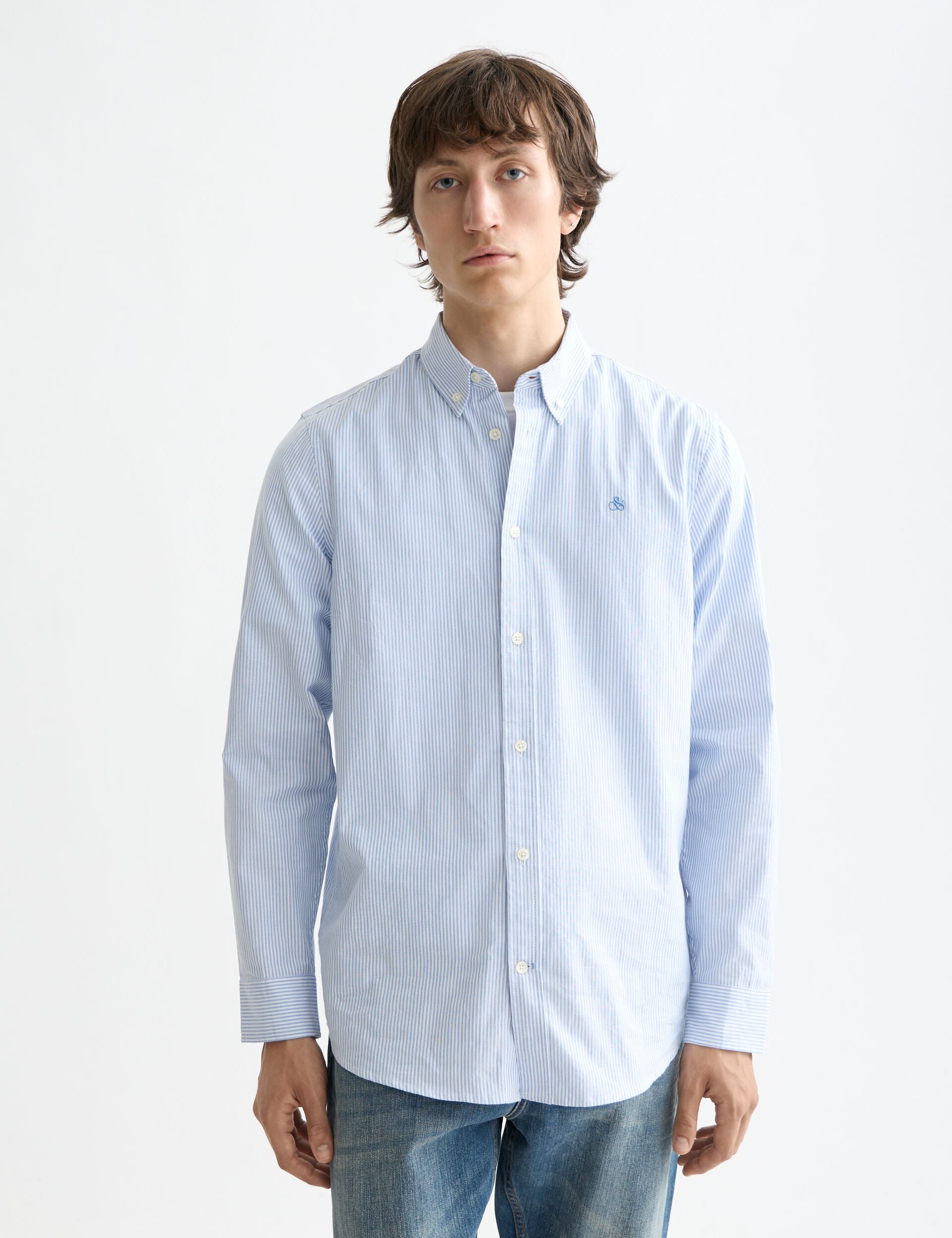 White Smoke CORE - OXFORD STRIPE חולצה מכופתרת ארוכה SCOTCH & SODA