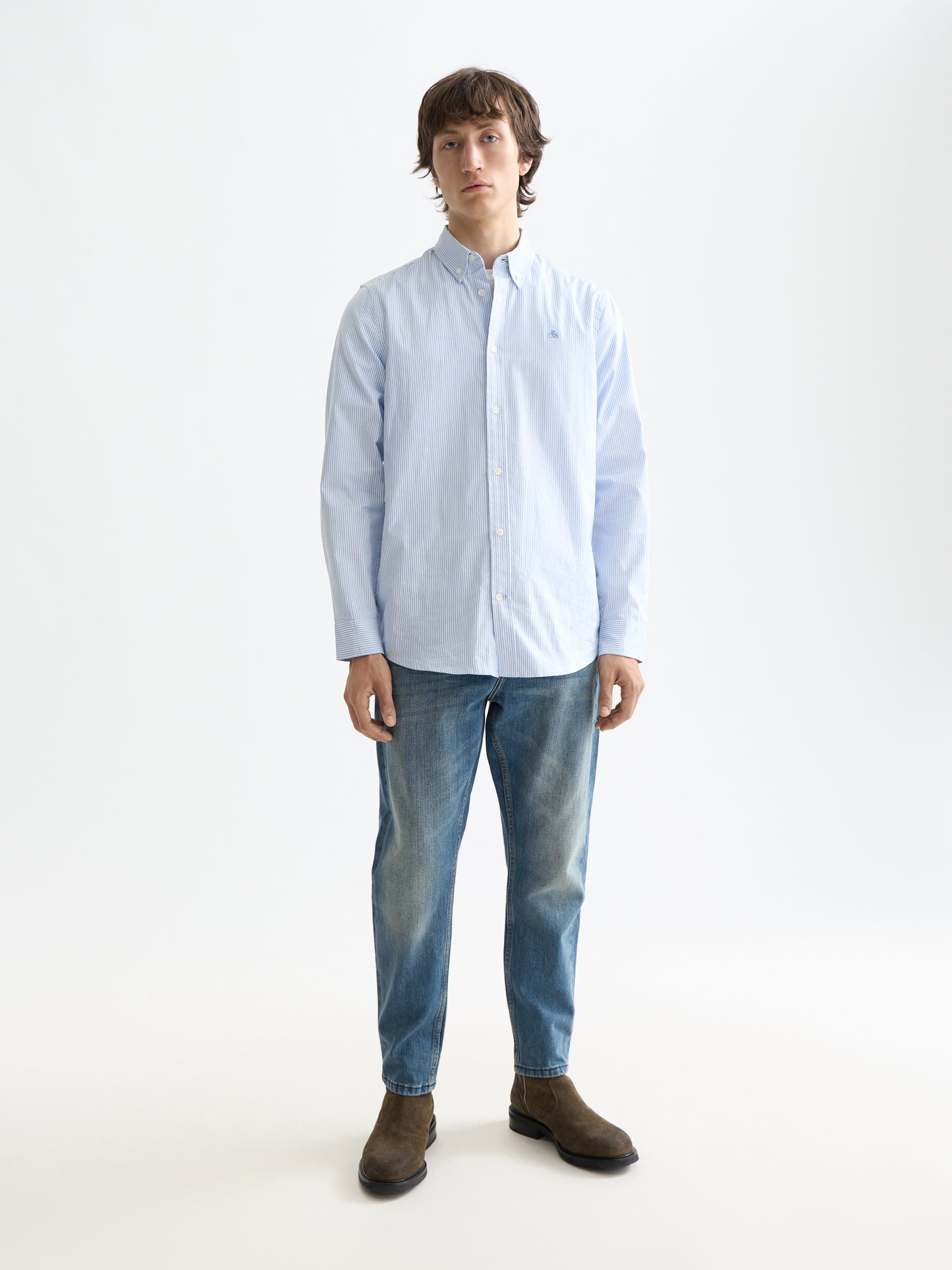 White Smoke CORE - OXFORD STRIPE חולצה מכופתרת ארוכה SCOTCH & SODA