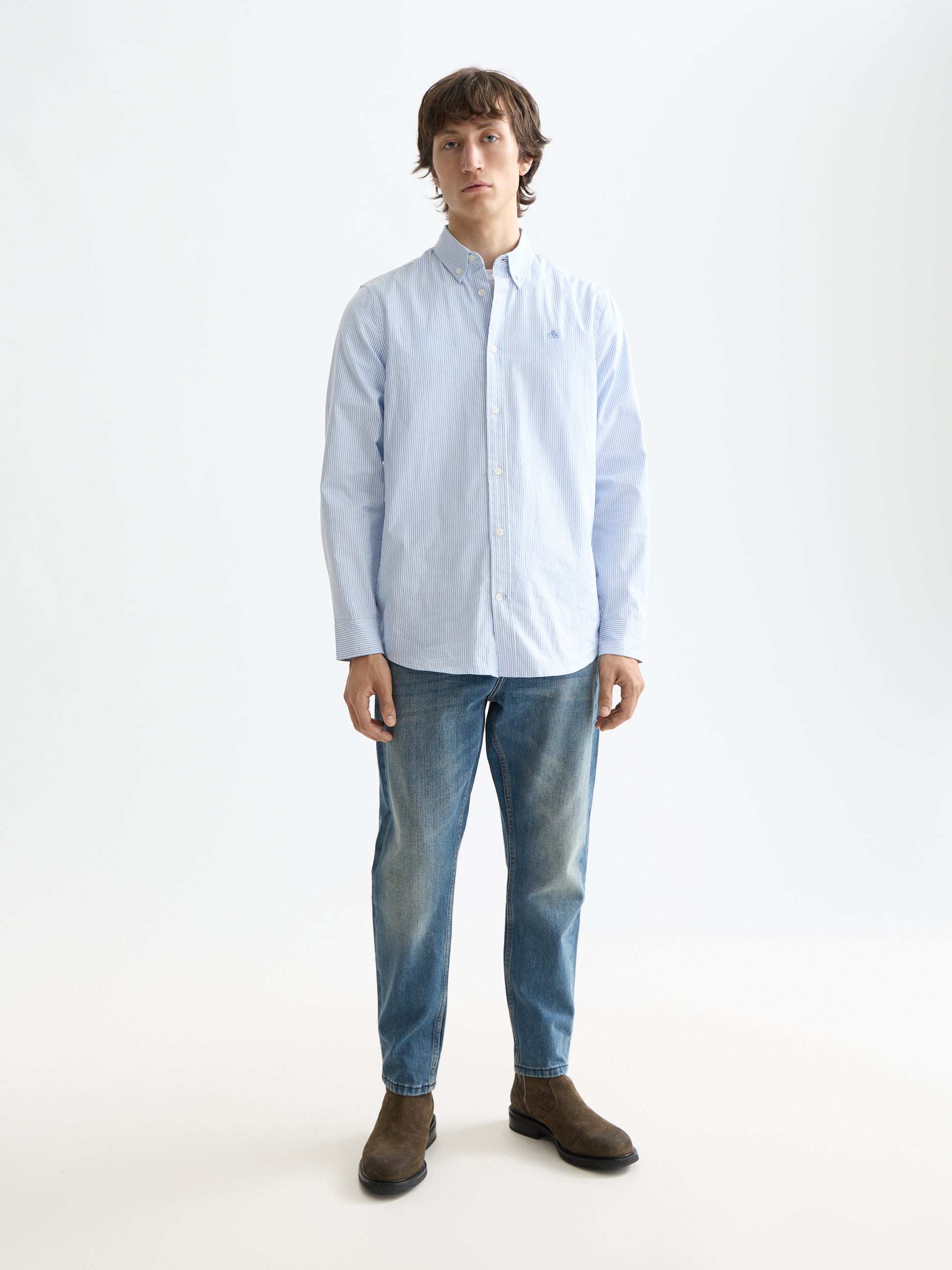 White Smoke CORE - OXFORD STRIPE חולצה מכופתרת ארוכה SCOTCH & SODA