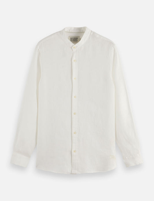 Light Gray CORE - LINEN SHIRT LS STAND UP COLLAR חולצה מכופתרת ארוכה SCOTCH & SODA