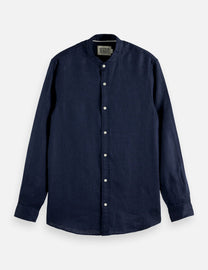 Dark Slate Gray חולצה מכופתרת ארוכה לגברים Linen SCOTCH & SODA