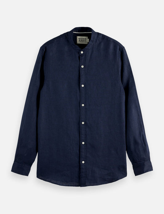 Dark Slate Gray CORE - LINEN SHIRT LS STAND UP COLLAR חולצה מכופתרת ארוכה SCOTCH & SODA