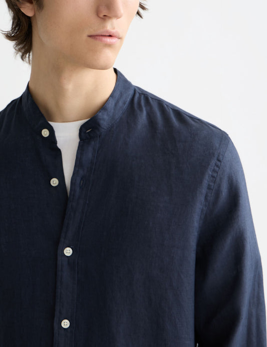 Black CORE - LINEN SHIRT LS STAND UP COLLAR חולצה מכופתרת ארוכה SCOTCH & SODA