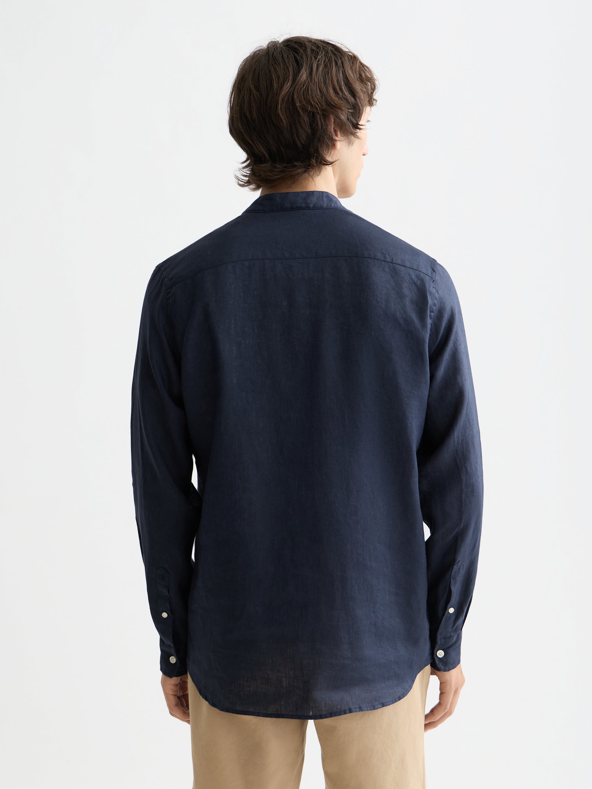 Black CORE - LINEN SHIRT LS STAND UP COLLAR חולצה מכופתרת ארוכה SCOTCH & SODA