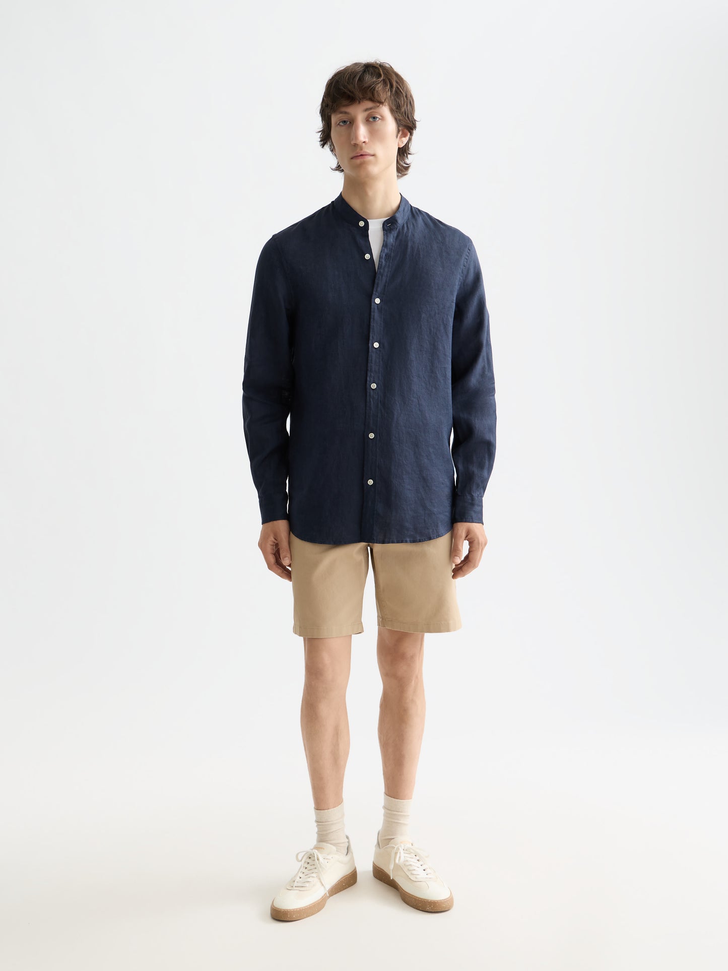 White Smoke CORE - LINEN SHIRT LS STAND UP COLLAR חולצה מכופתרת ארוכה SCOTCH & SODA