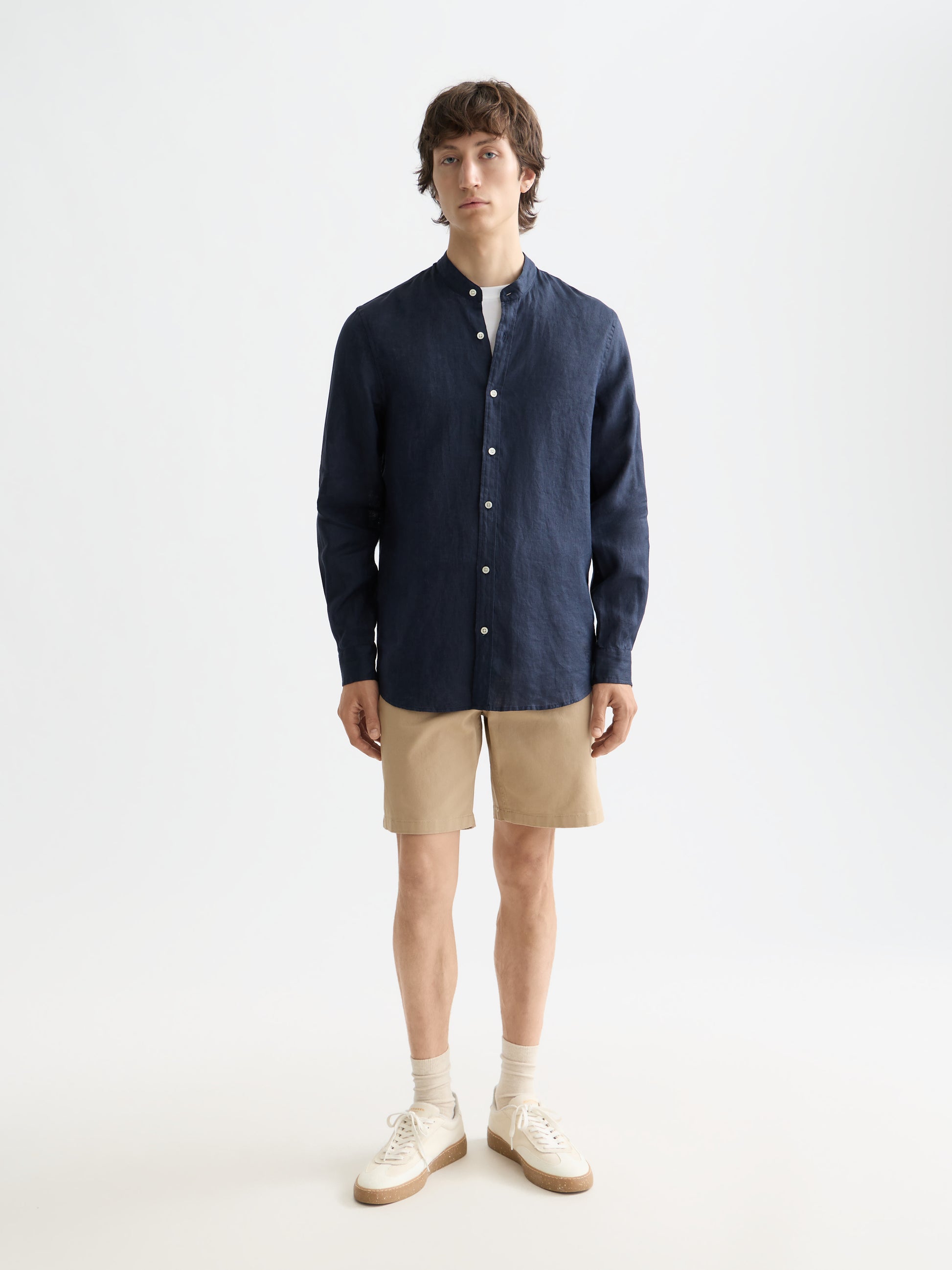 White Smoke CORE - LINEN SHIRT LS STAND UP COLLAR חולצה מכופתרת ארוכה SCOTCH & SODA