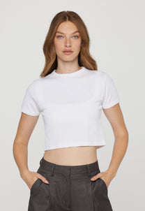 Light Gray טי שירט קרופ קצרה לנשים SCOTCH & SODA