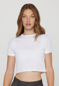 Light Gray טי שירט קרופ קצרה לנשים SCOTCH & SODA