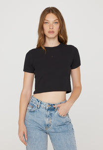 Light Gray טי שירט קרופ קצרה לנשים SCOTCH & SODA