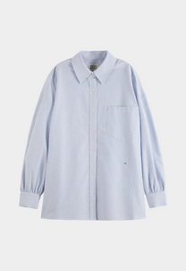 Lavender חולצת פסים מכופתרת ארוכה לנשים Girlfriend SCOTCH & SODA