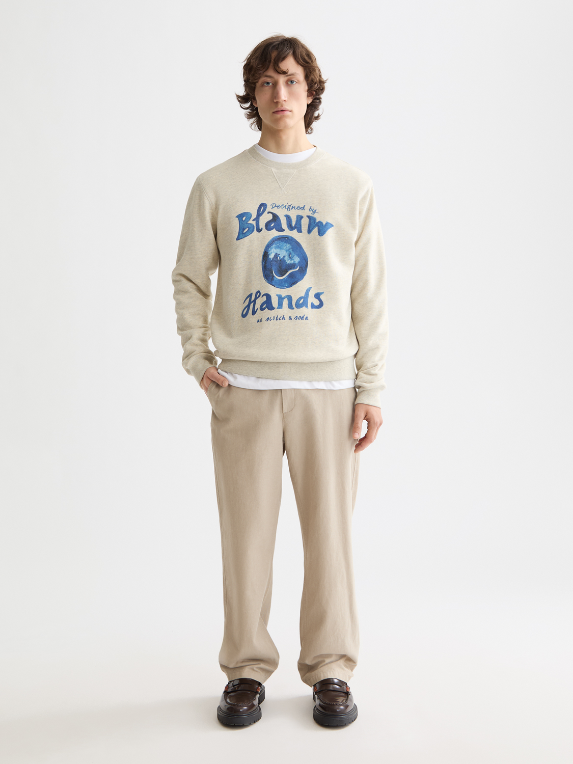 Beige סווטשירט לגברים Artwork SCOTCH & SODA