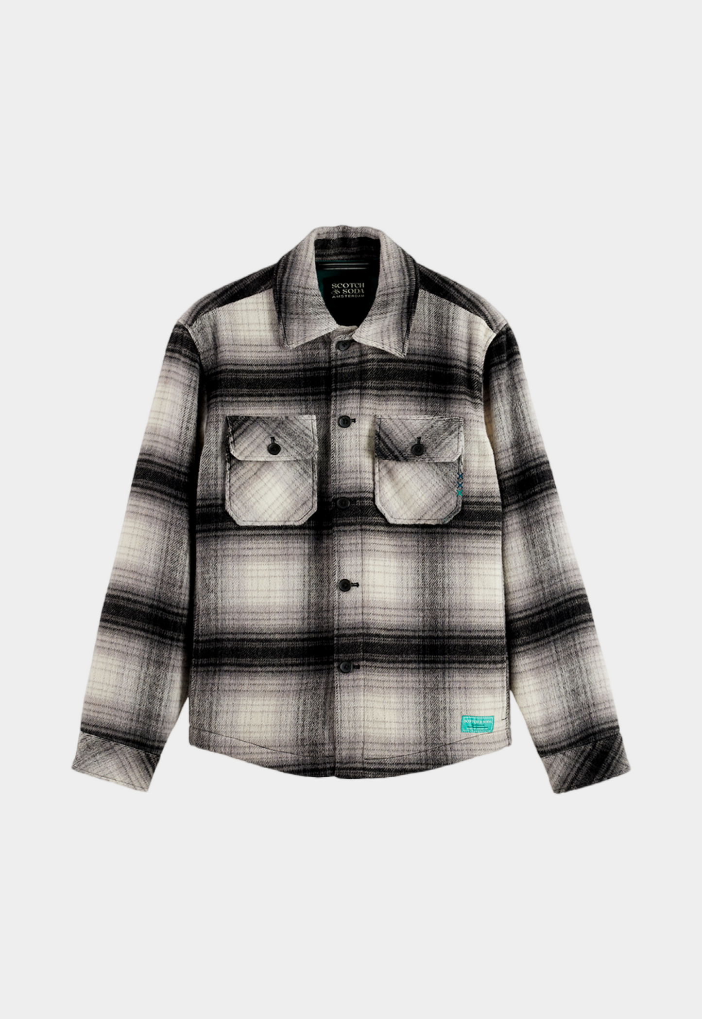 Lavender חולצה מכופתרת ארוכה לגברים Check SCOTCH & SODA