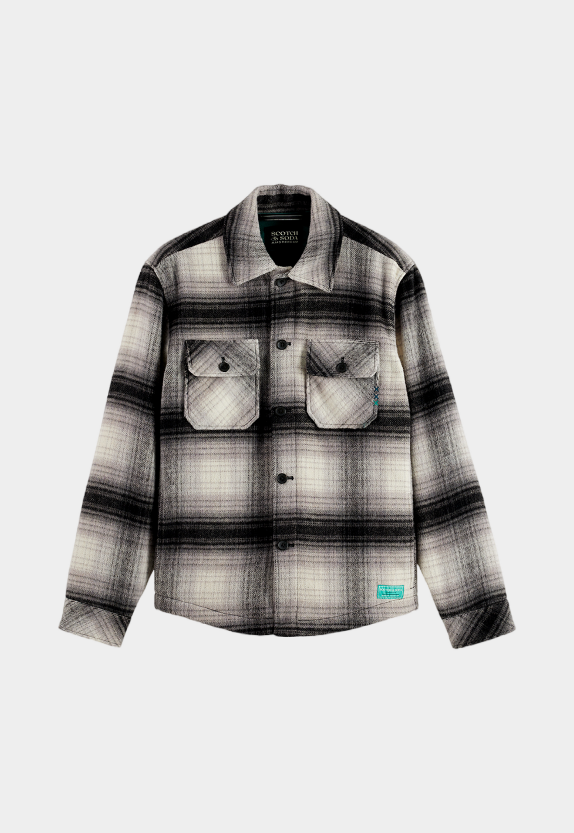 Lavender חולצה מכופתרת ארוכה לגברים Check SCOTCH & SODA