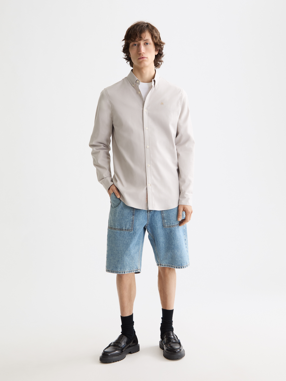 Lavender חולצה מכופתרת ארוכה לגברים Oxford SCOTCH & SODA