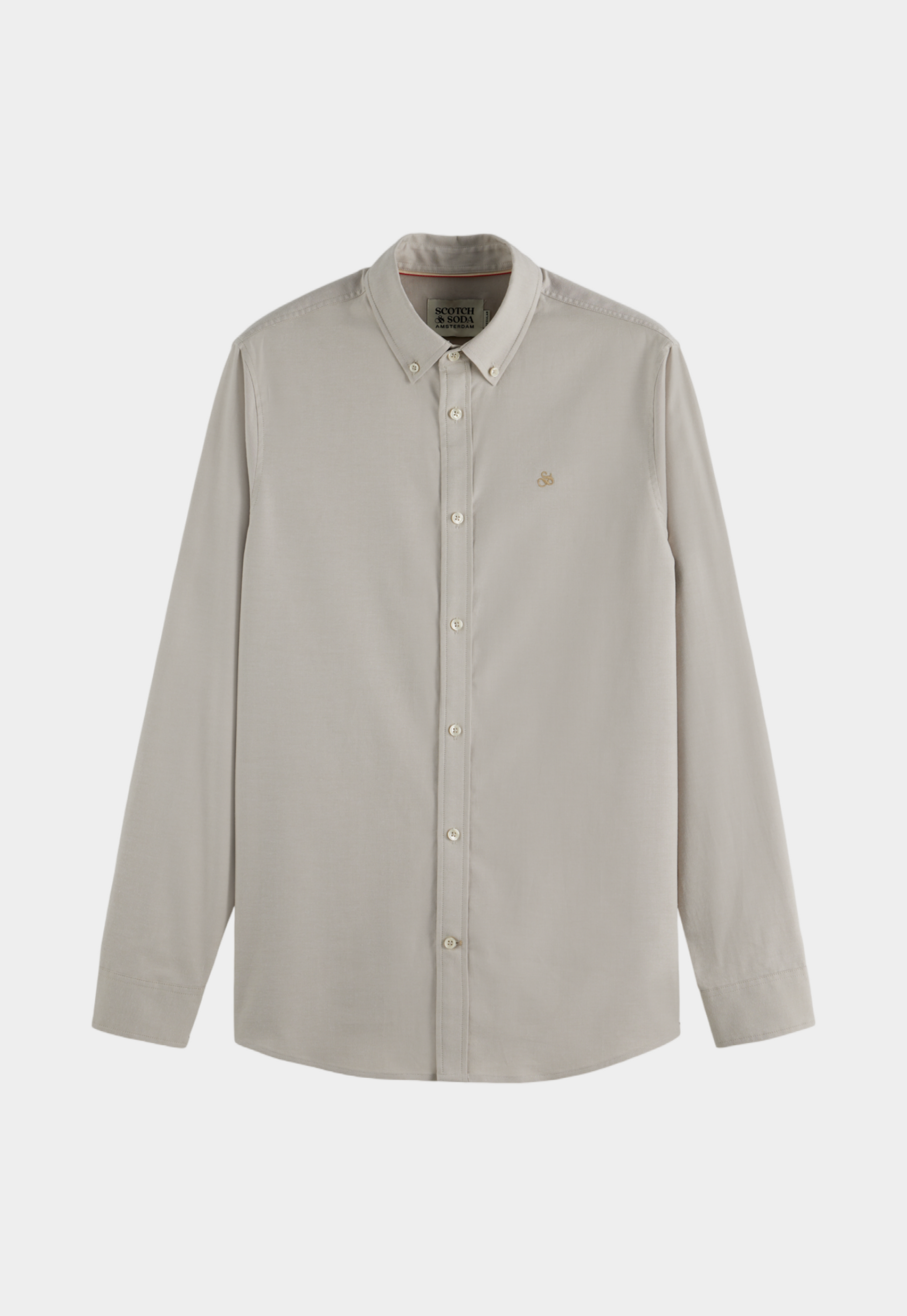 Light Gray חולצה מכופתרת ארוכה לגברים Oxford SCOTCH & SODA
