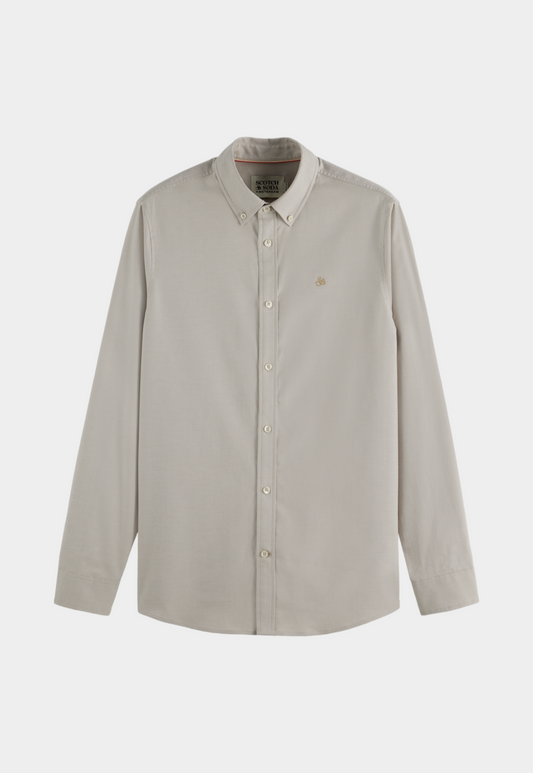 Light Gray חולצה מכופתרת ארוכה לגברים Oxford SCOTCH & SODA
