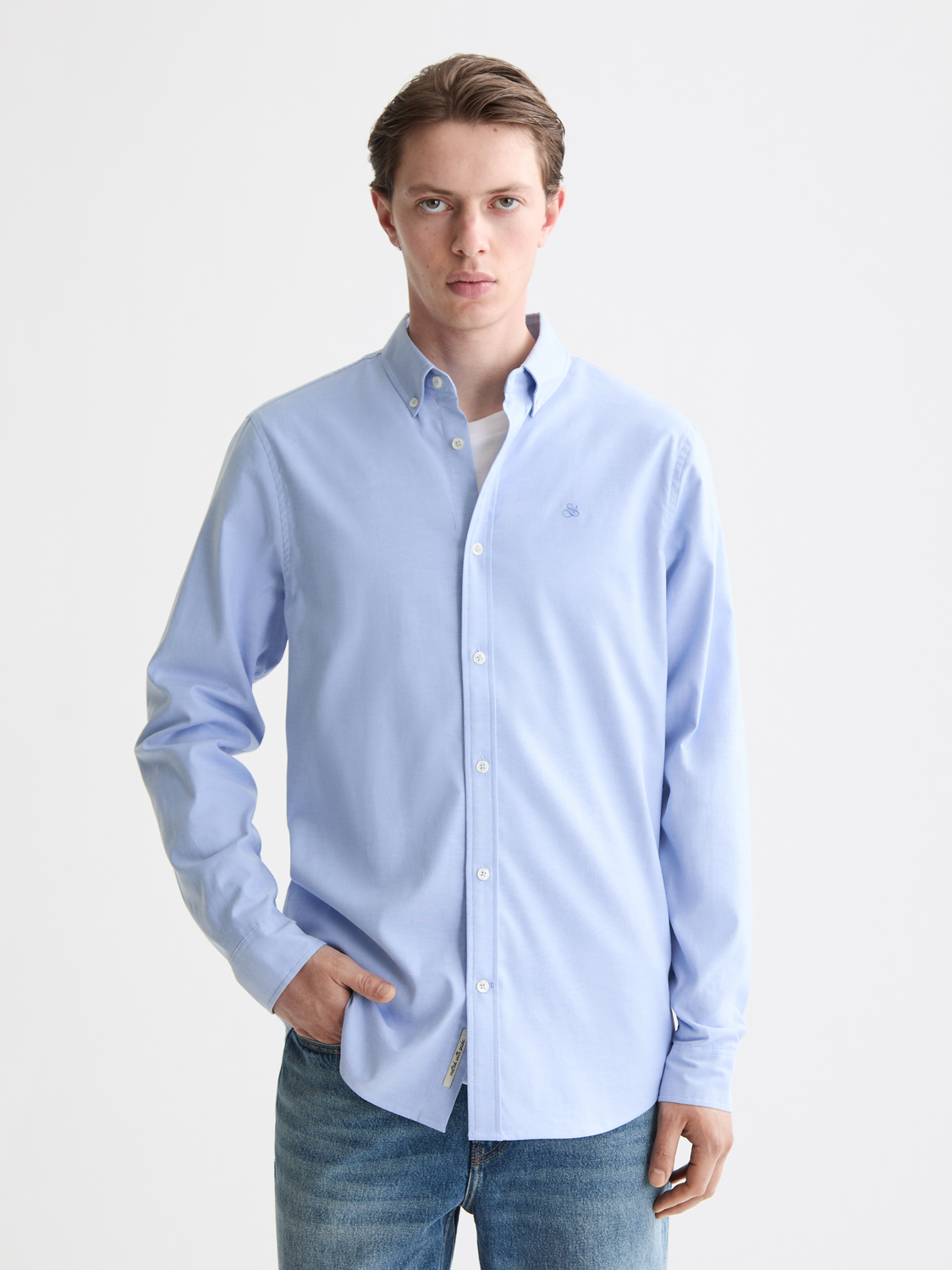 Lavender חולצה מכופתרת ארוכה לגברים Oxford SCOTCH & SODA