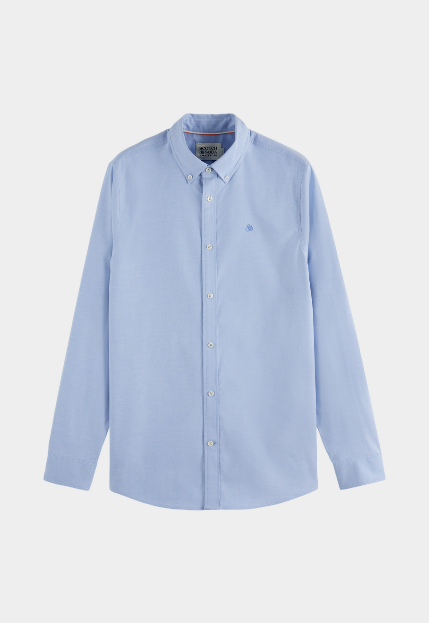 Light Gray חולצה מכופתרת ארוכה לגברים Oxford SCOTCH & SODA