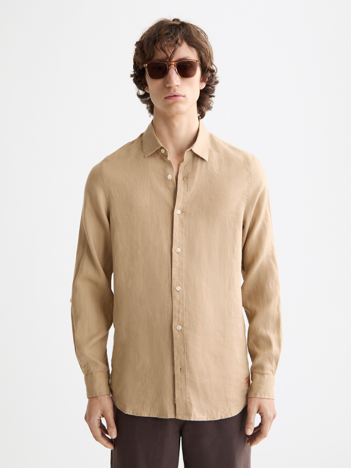 Antique White חולצת פשתן מכופתרת ארוכה לגברים SCOTCH & SODA