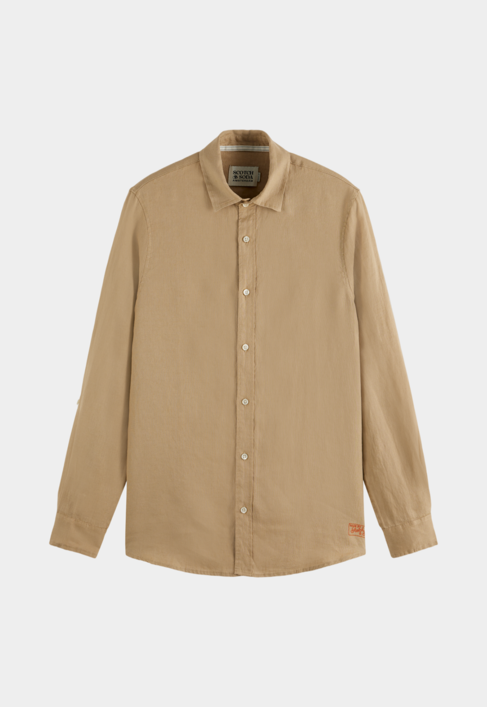 Light Gray חולצת פשתן מכופתרת ארוכה לגברים SCOTCH & SODA