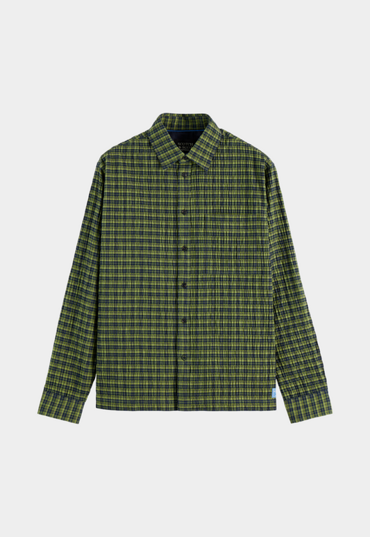 Lavender חולצה מכופתרת ארוכה לגברים Crinkle SCOTCH & SODA