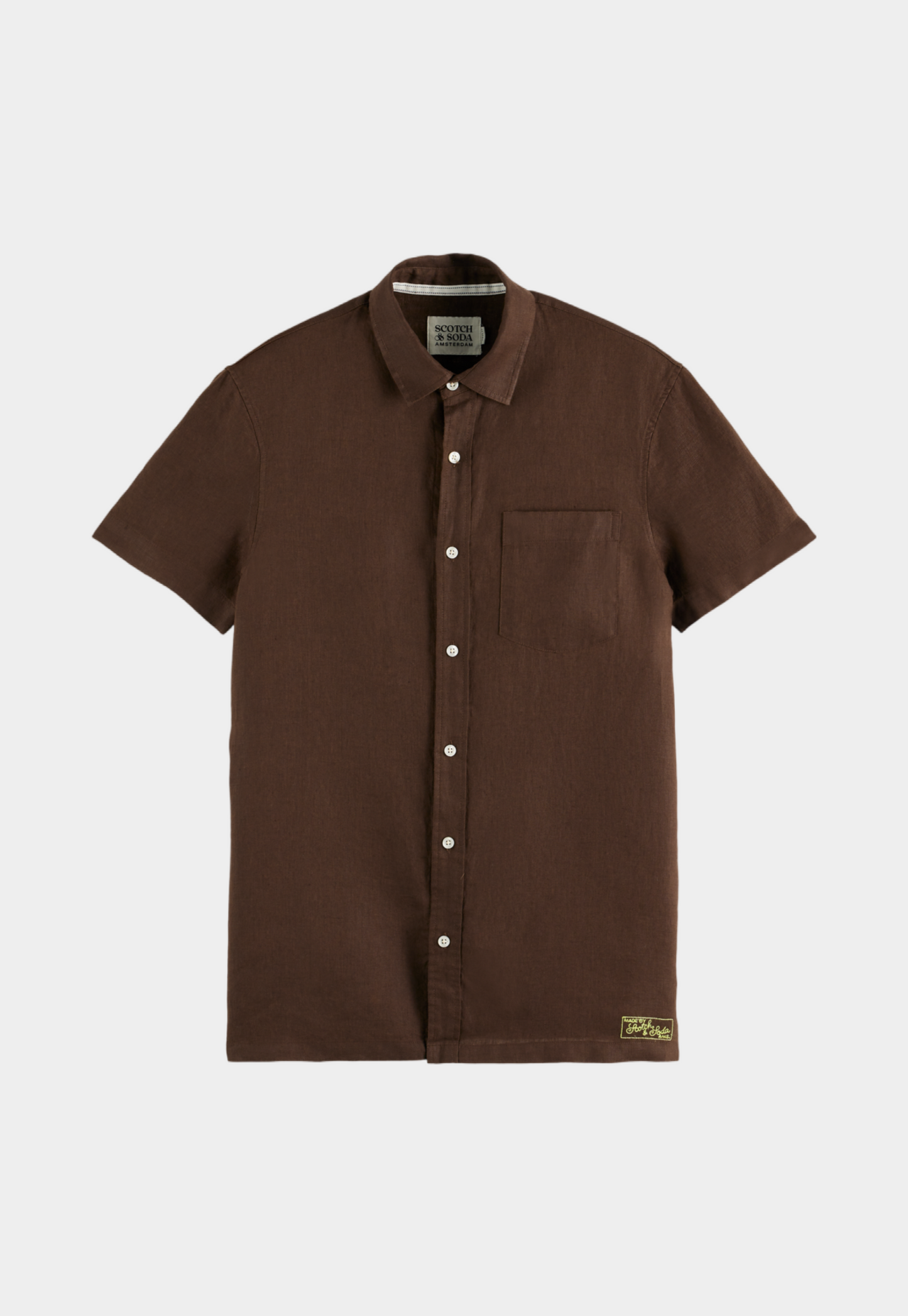 Lavender חולצה מכופתרת קצרה פשתן לגברים Linen SCOTCH & SODA