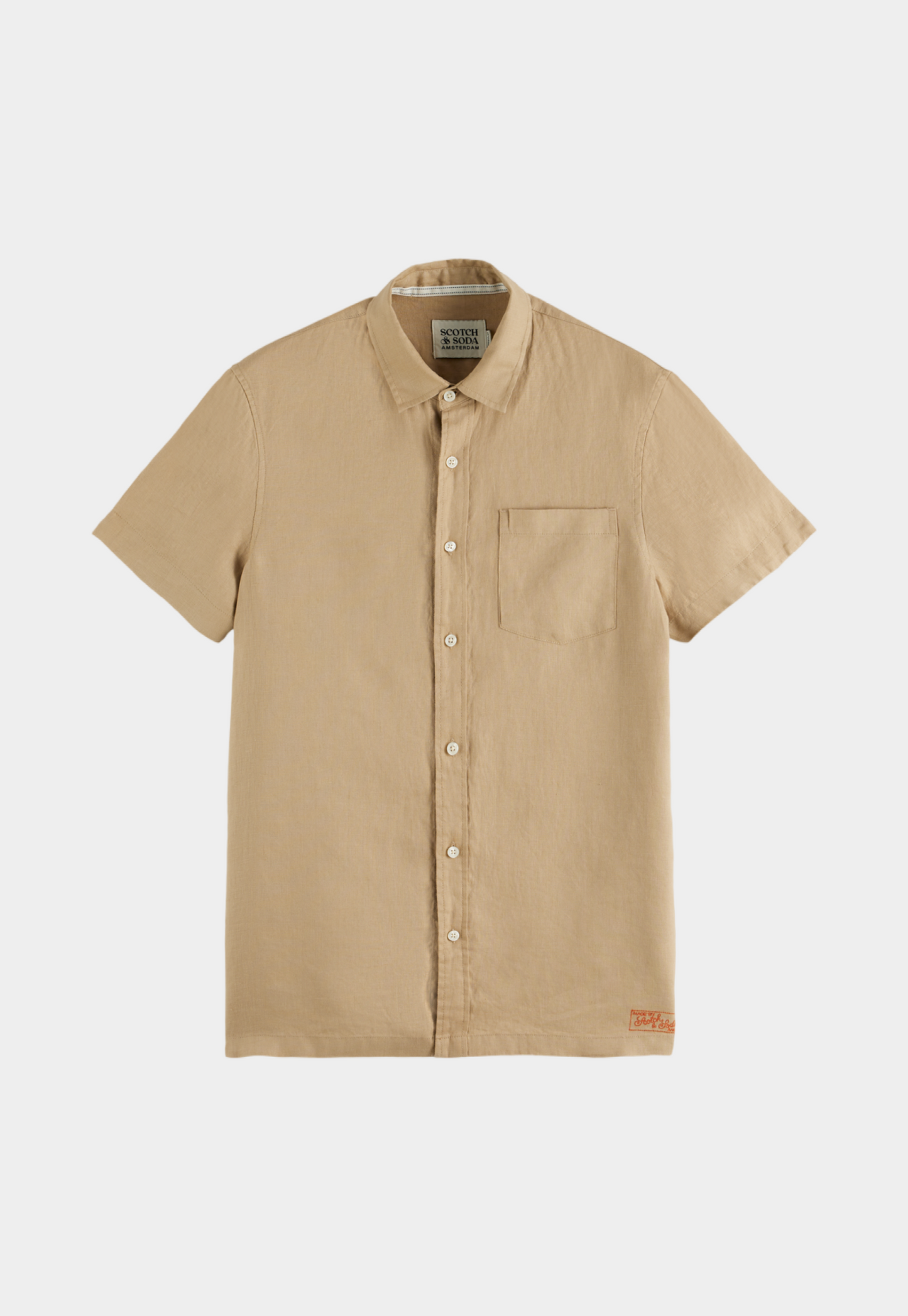 Light Gray חולצת פשתן מכופתרת קצרה לגברים SCOTCH & SODA