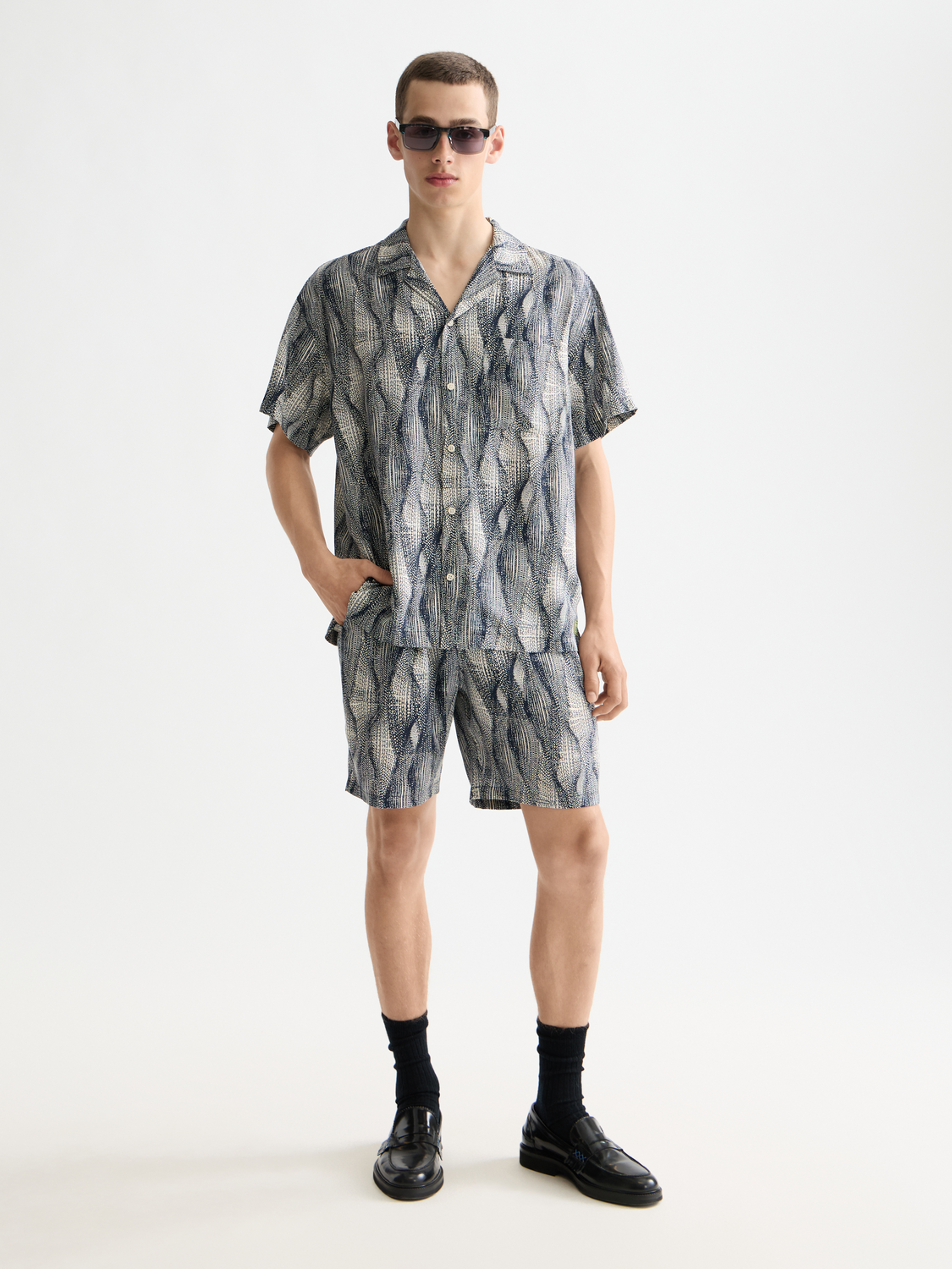 White Smoke חולצה מכופתרת קצרה לגברים Tencel SCOTCH & SODA