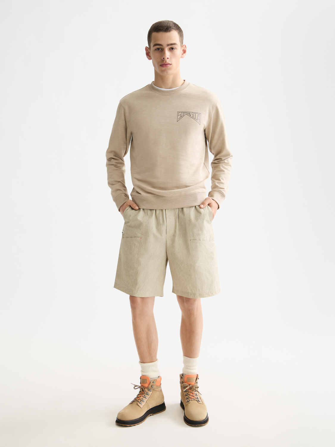 White Smoke סווטשירט עם לוגו לגברים SCOTCH & SODA