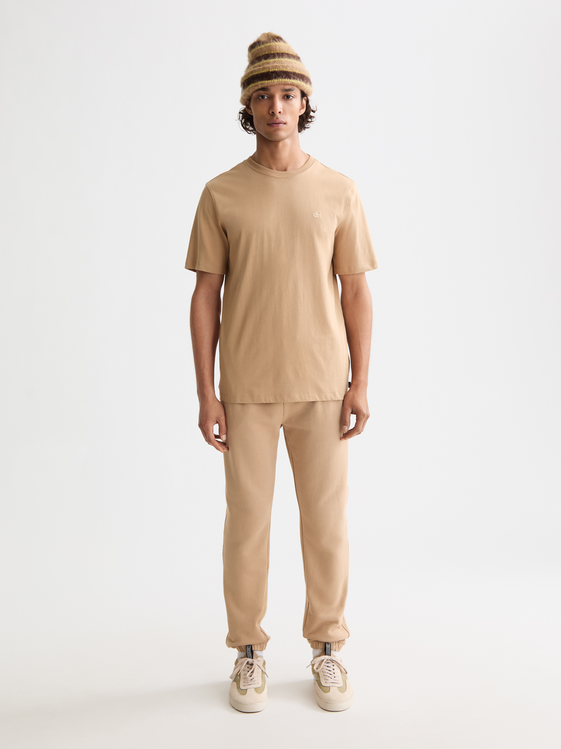 Beige טי שירט קצרה עם לוגו לגברים SCOTCH & SODA