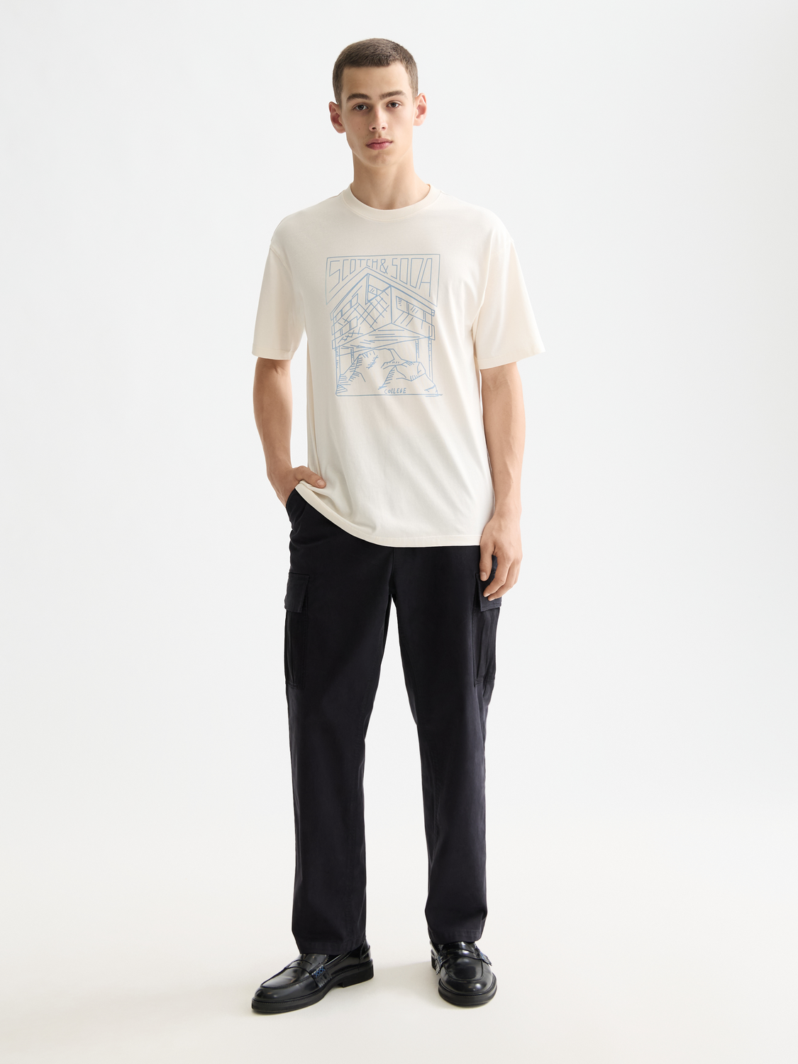 White Smoke טי שירט קצרה לגברים SCOTCH & SODA