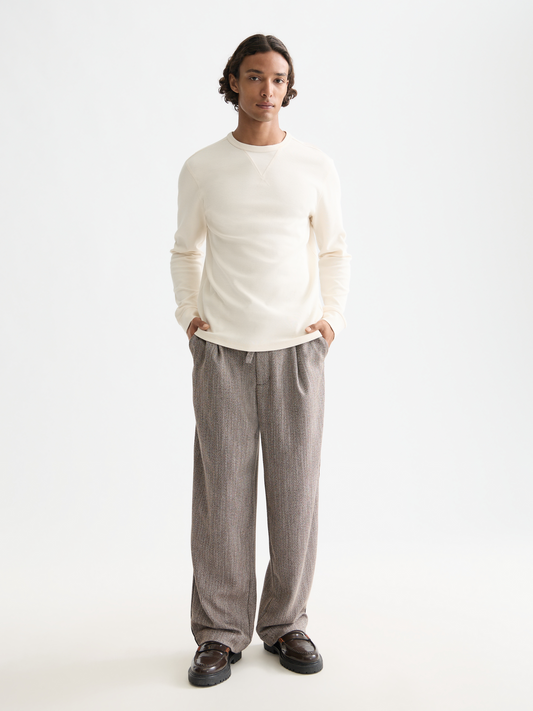 White Smoke טי שירט ארוכה לגברים Waffle SCOTCH & SODA