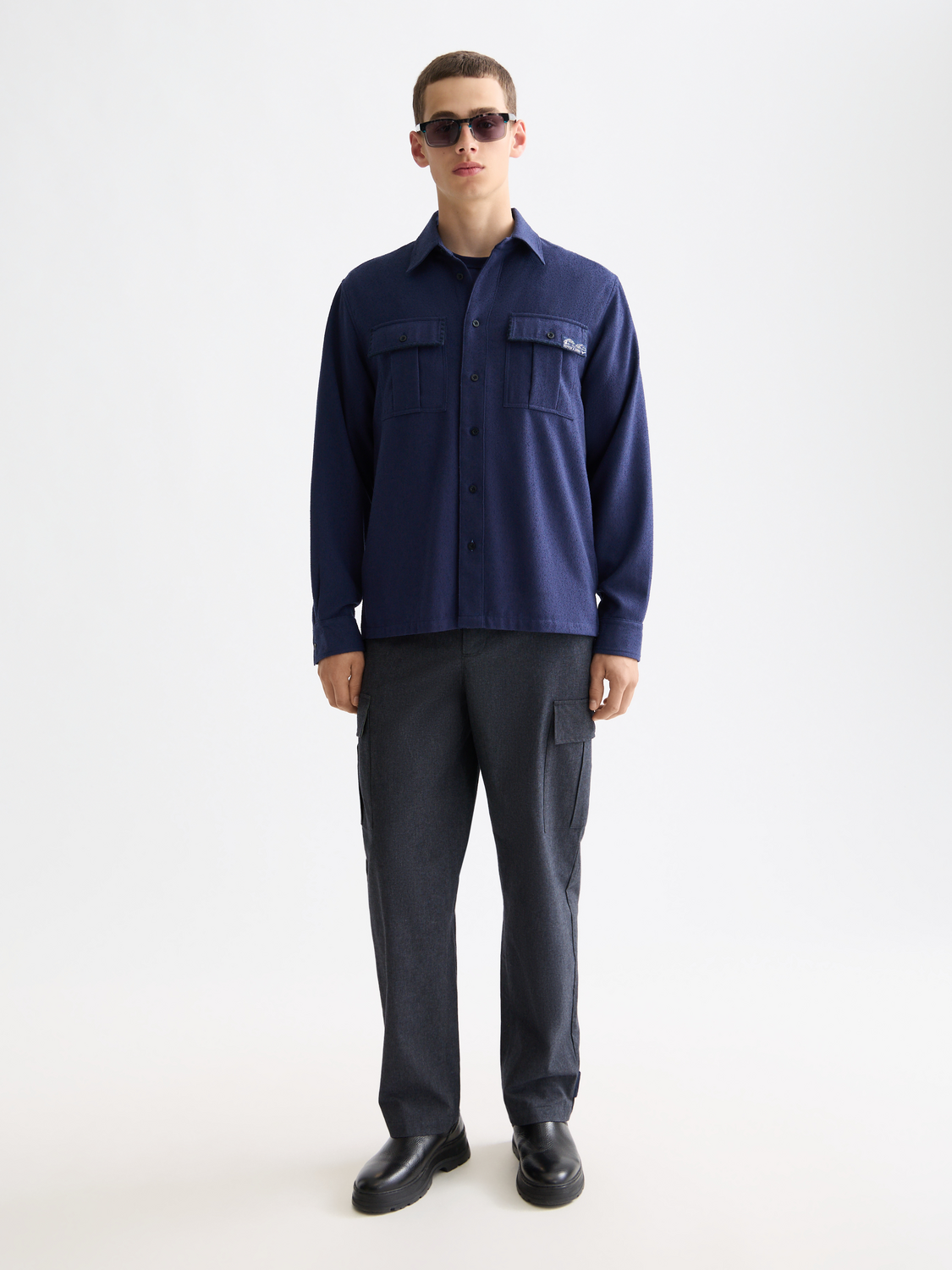 Dark Slate Gray חולצה מכופתרת ארוכה לגברים SCOTCH & SODA