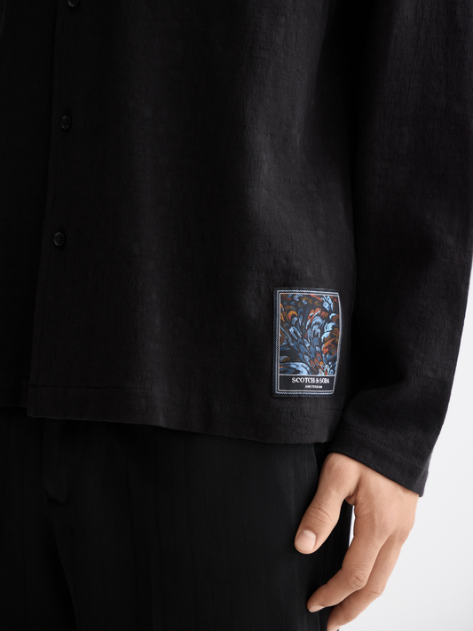 Black חולצה מכופתרת ארוכה לגברים Tonal SCOTCH & SODA